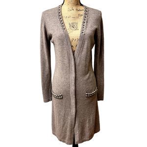 AMBIENTE FASHION Women's Long Wool Blend Knit Cardigan w/Pockets Jacket SZ 8